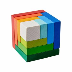 3D Rainbow Cube Arranging Game  |  Wooden Building Blocks