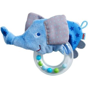 Elephant Rattle With Removable Teething Ring  |  Grasping + Teething Toys