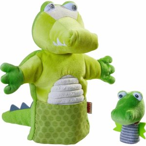 Glove Puppet Crocodile With Baby Hatchling Finger Puppet  |  Puppets