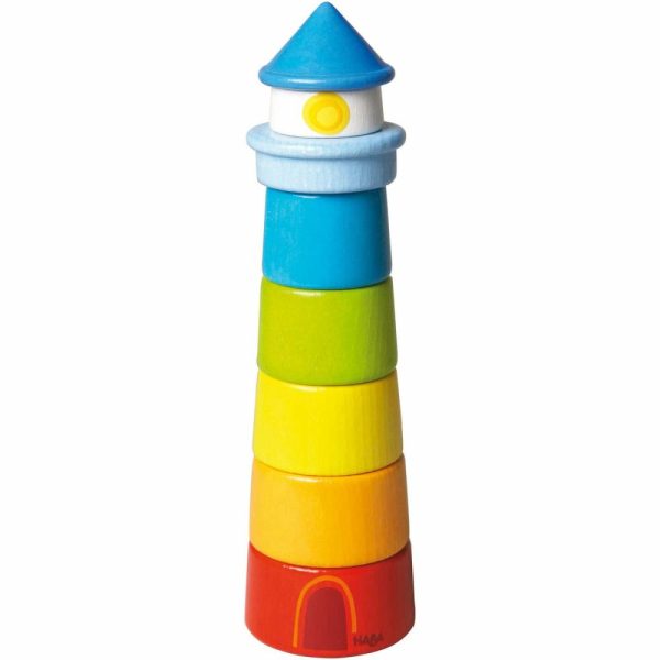 Lighthouse Wooden Rainbow Stacker  |  Shape Sorters + Stacking Toys