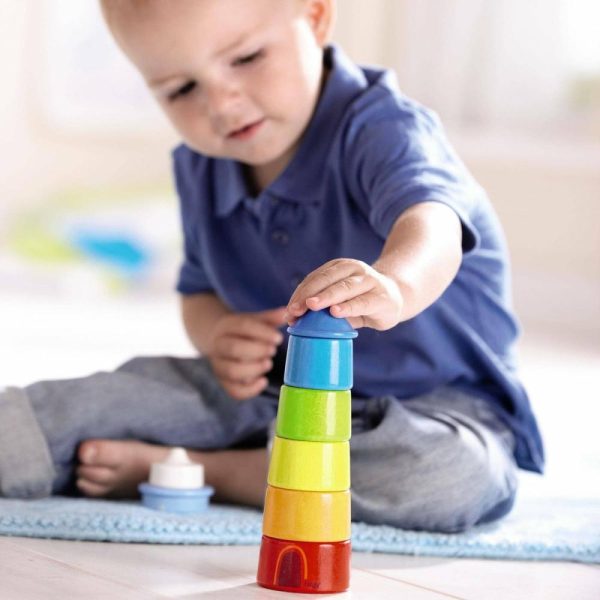 Lighthouse Wooden Rainbow Stacker  |  Shape Sorters + Stacking Toys