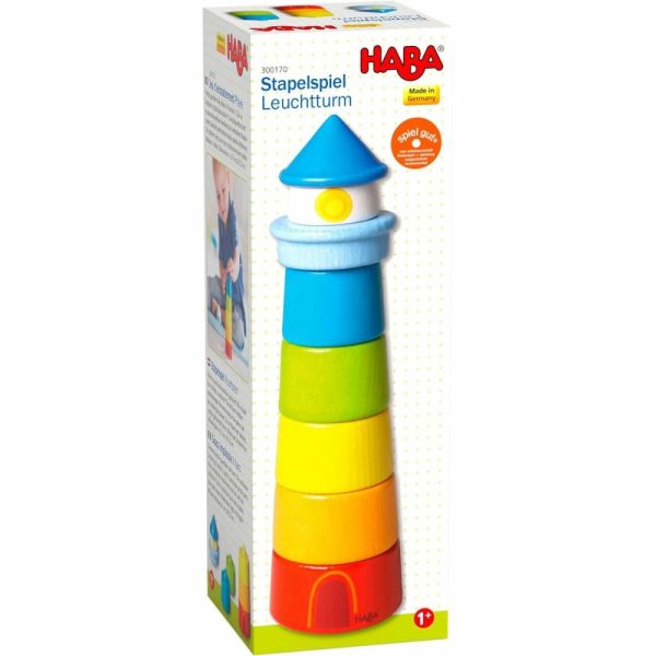 Lighthouse Wooden Rainbow Stacker  |  Shape Sorters + Stacking Toys