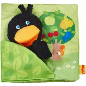 Orchard Soft Book With Raven Finger Puppet  |  Plush Baby Toys