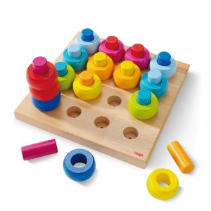 Rainbow Whirls Wooden Sorting And Stacking Game  |  Arranging Games