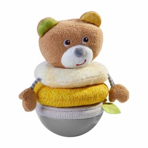 Roly Poly Bear Wobbling Soft Baby Toy With Stacking Rings  |  Plush Baby Toys