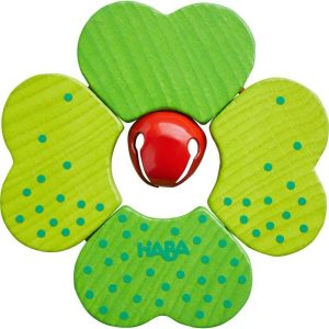 Shamrock Wooden Baby Rattle With Bell  |  Grasping + Teething Toys