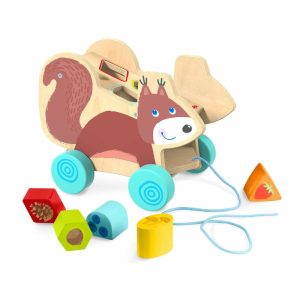 Squirrel Pull Along Toy Sorting Box  |  Wooden Stacking Toys & Arranging Games